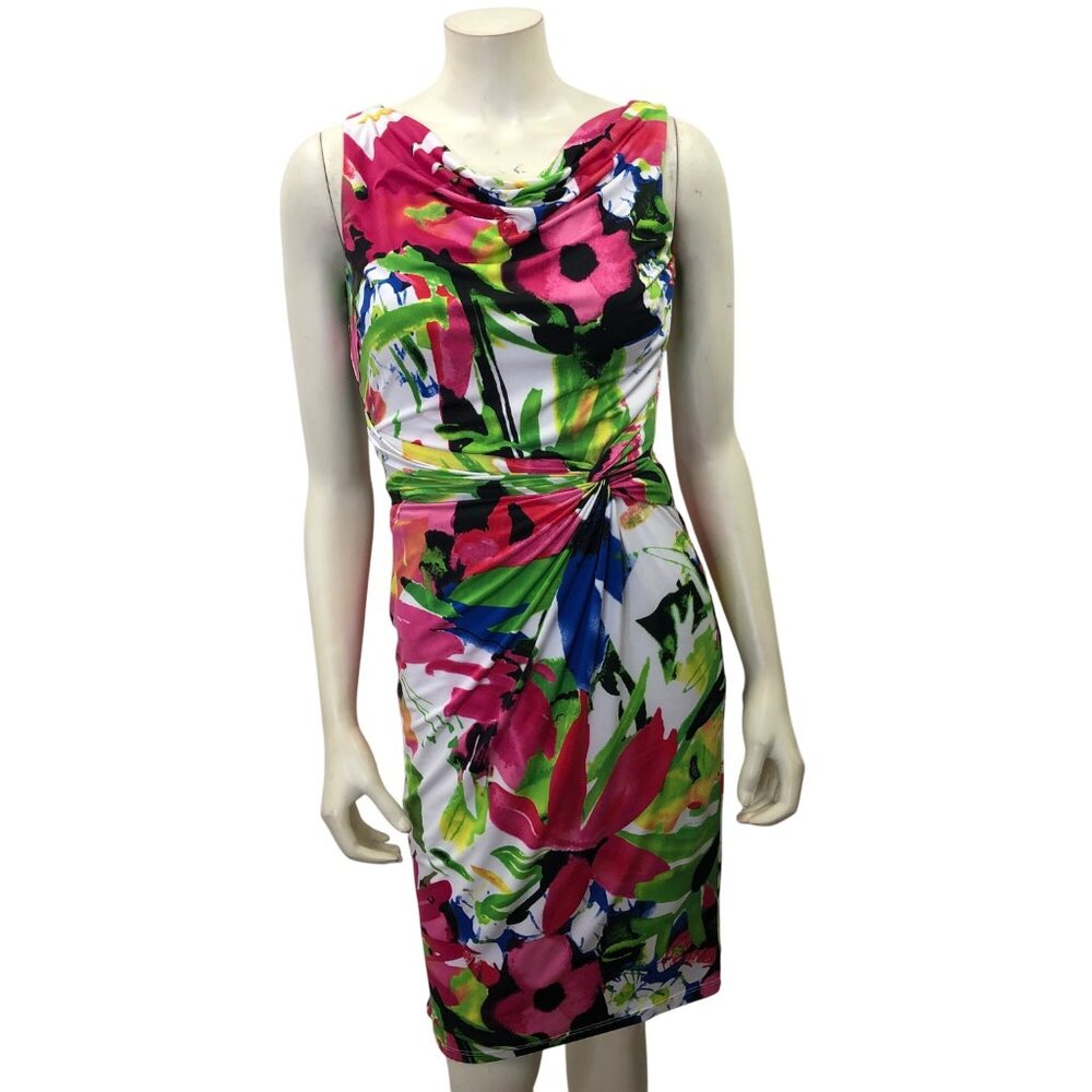 Lauren Ralph‎ Lauren Sleeveless Floral Print Cowl Neck Dress Size 6